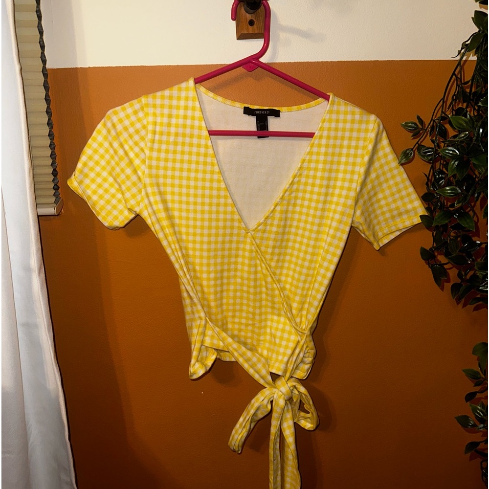 Yellow Gingham Wrap Shirt